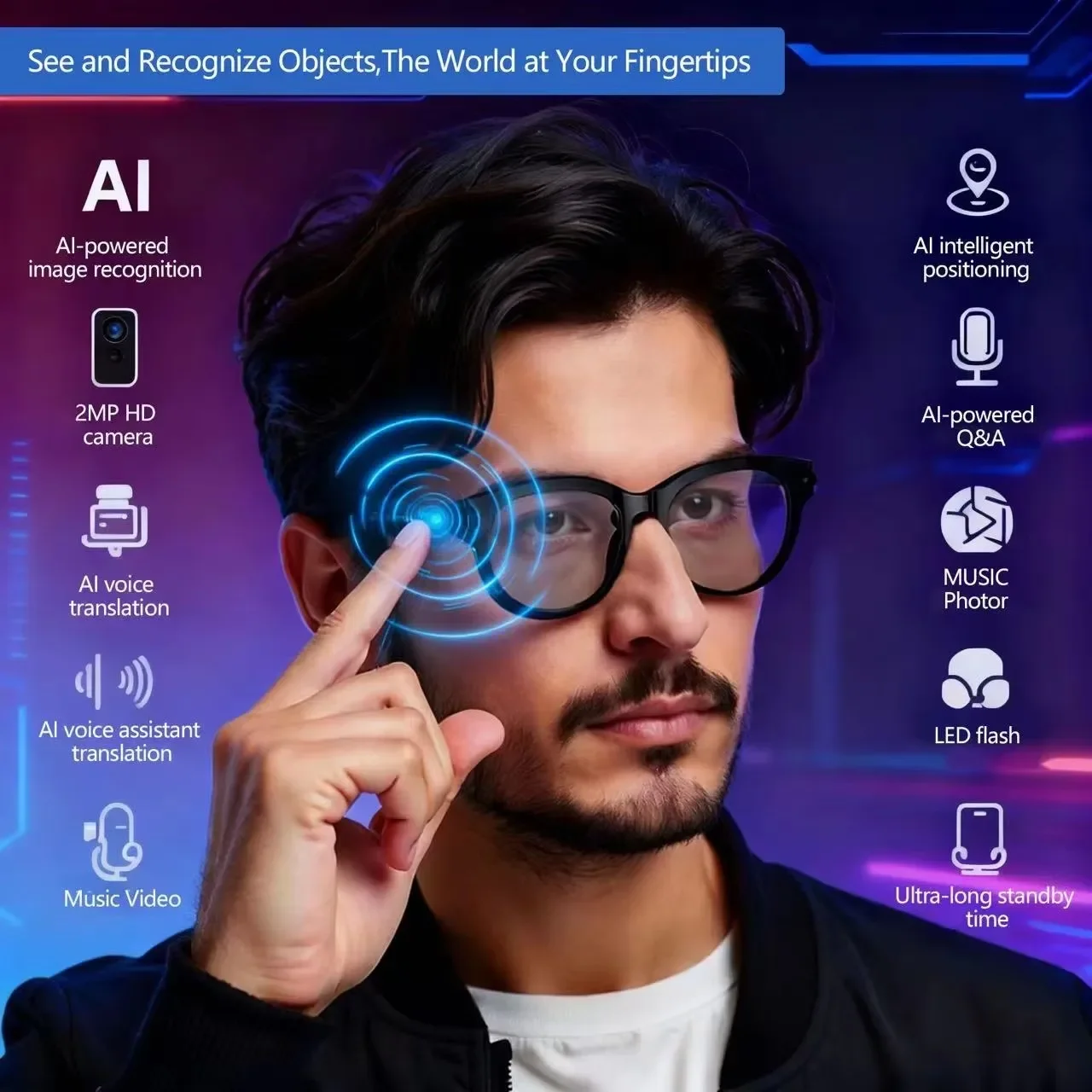 AI Sunglasses for Men with Rea - Audio Music To Video Ai บทวิจารณ์และราคา