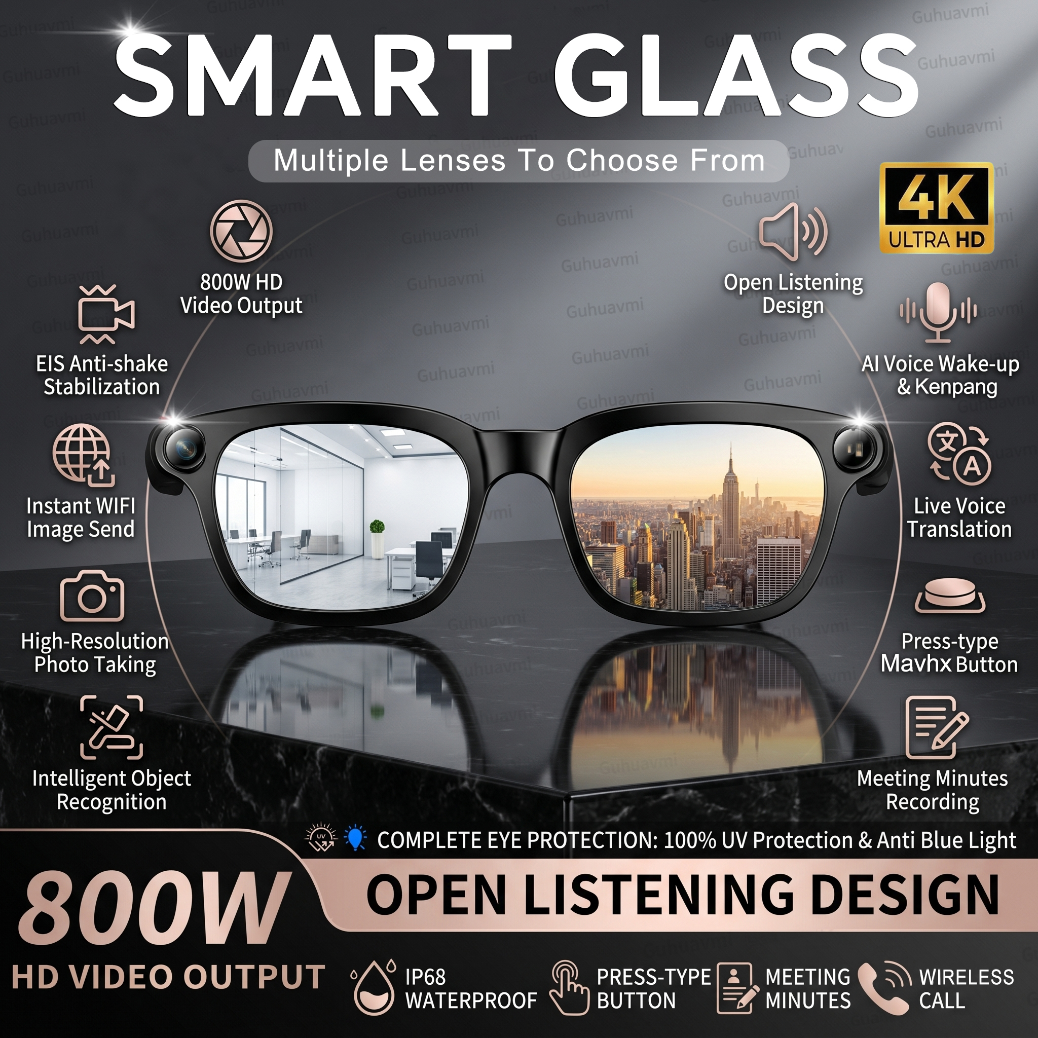 New Smart AI Glasses with 800W - Audio Music To Video Ai บทวิจารณ์และราคา