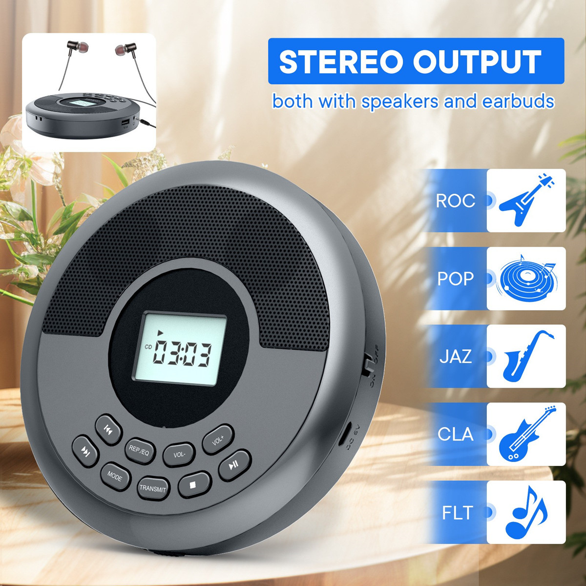 Portable CD Disc Machine MP3 U - Audio Music Mp3 Song บทวิจารณ์และราคา