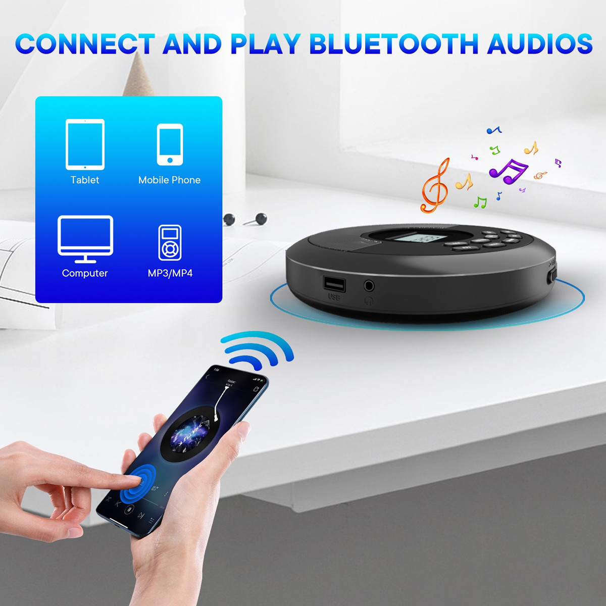 Portable CD Disc Machine MP3 U - Audio Music Mp3 Song บทวิจารณ์และราคา