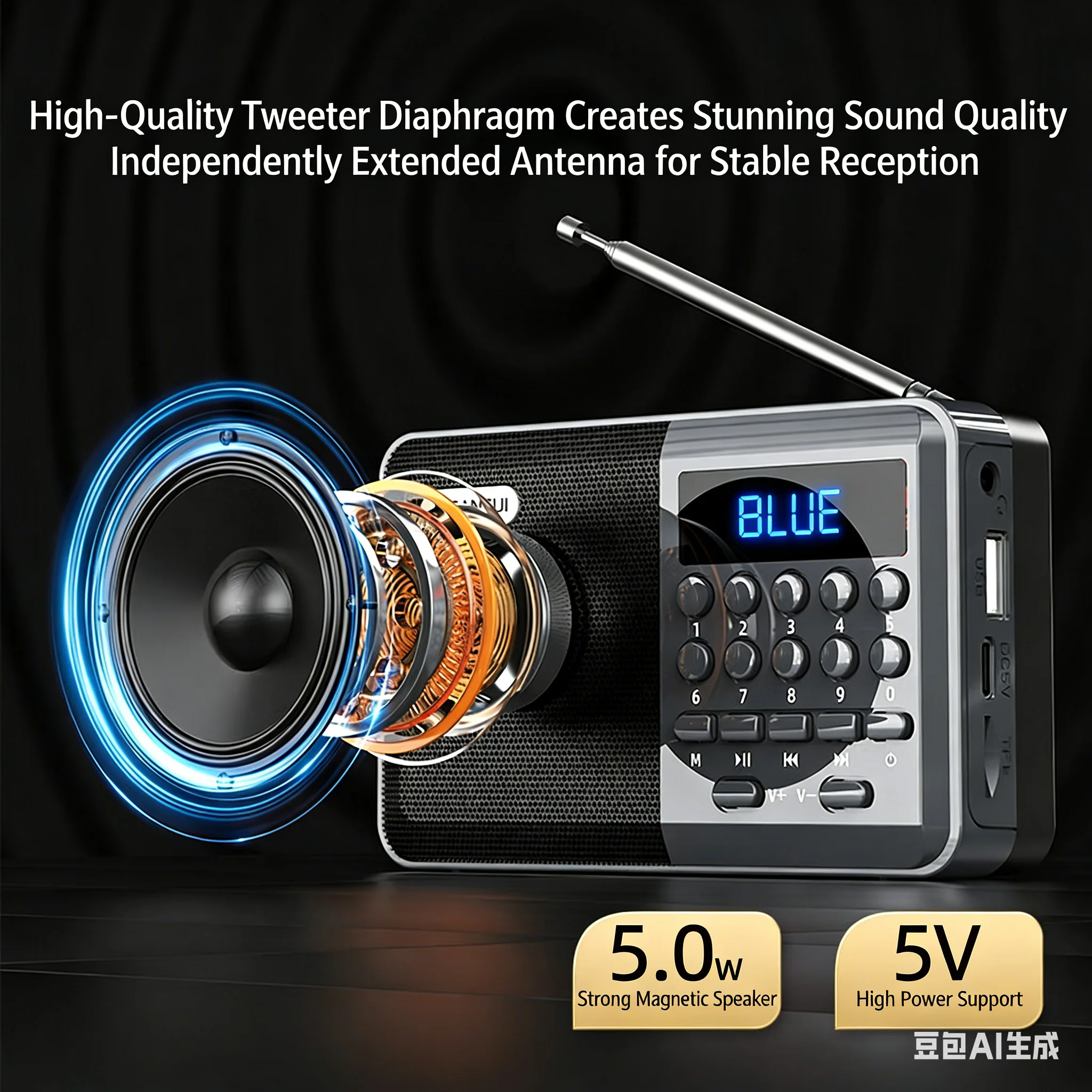 Mini FM Radio Bluetooth Speake - Audio Music Mp3 Song บทวิจารณ์และราคา