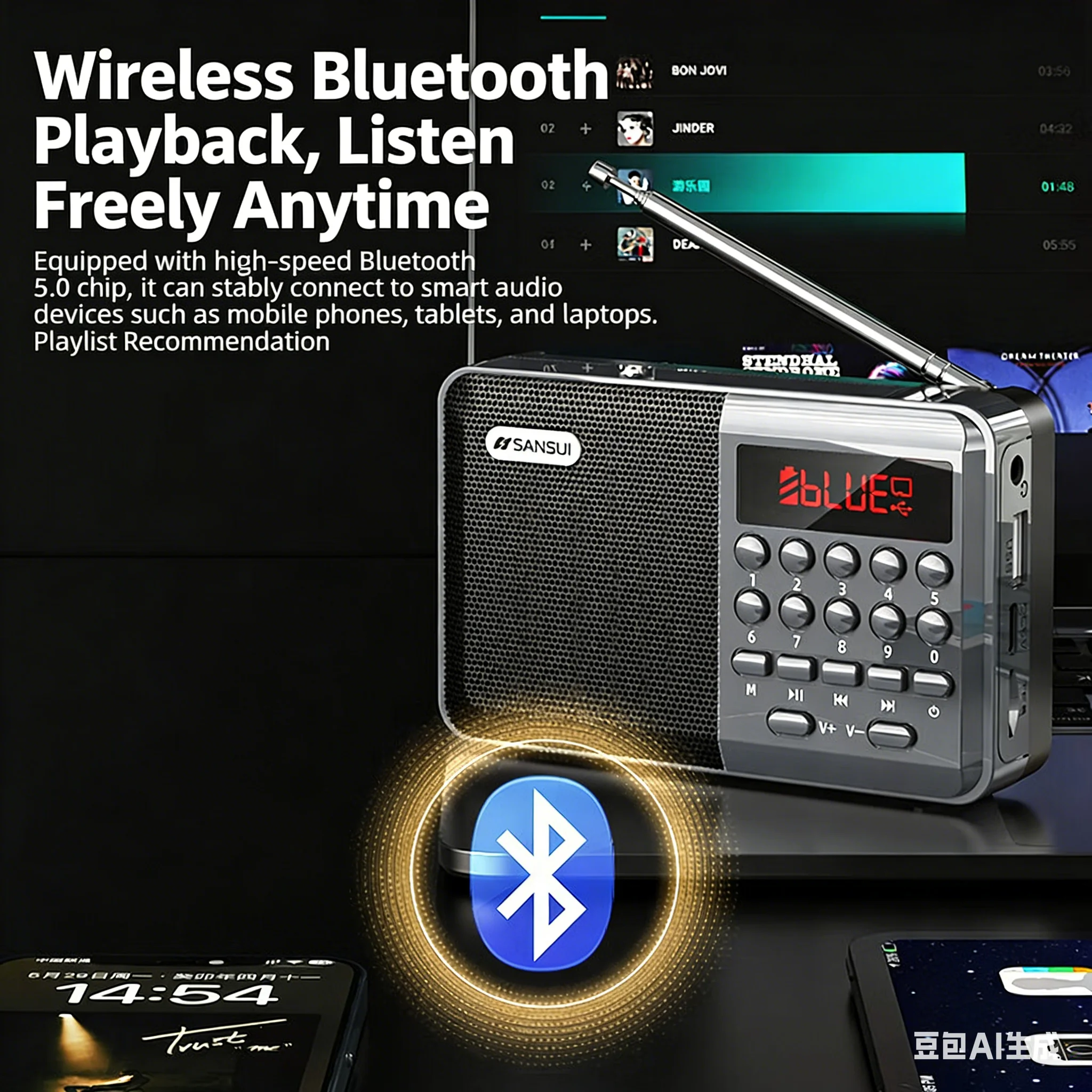 Mini FM Radio Bluetooth Speake - Audio Music Mp3 Song บทวิจารณ์และราคา