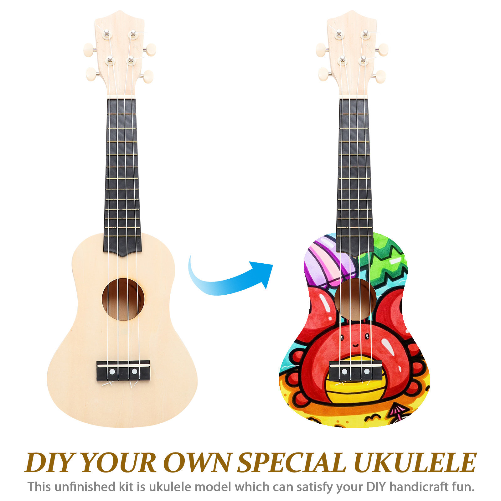 1Set DIY Ukulele Kit Unpainted - Ukulele Beginner Kit บทวิจารณ์และราคา